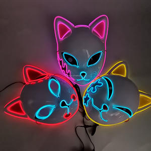 Masque lumineux Led masque lumineux Cosplay renard chat fête masques chat visage <span class=keywords><strong>horreur</strong></span> masque bande dessinée Cosplay adultes - Product Image 4
