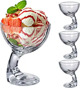 Xícara de sorvete de vidro para sobremesas, copos criativos personalizados