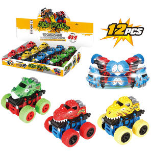Voiture dinosaure à inertie à grande roue rotative à 360° à l'échelle 1:36, 4 couleurs, suspension à ressort, boîte de présentation de 12 pièces, cadeau pour enfants - Product Image 1
