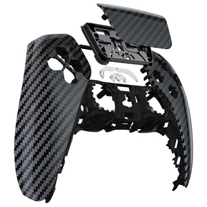 For PS5 Controller Shell - EXtremeRate Glossy Graphite Carbon Fiber Faceplate, Hydro-Dipped High-Tech Design