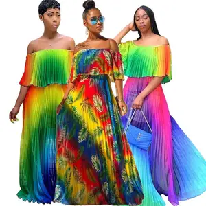 Robe d'été maxi plissée et de couleur dégradé européenne et américaine, tenue de plage, ample, meilleures ventes, 2022