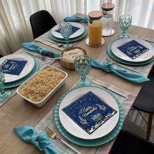 Tovaglioli di Carta Usa e Getta per Hanukkah, Decorati con Menorah Blu, per Cene e Pranzi, Ideali per la Festa delle Luci di Hanukkah - Product Image 6