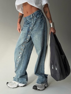 <span class=keywords><strong>Jeans</strong></span> Trendy a <span class=keywords><strong>Vita</strong></span> <span class=keywords><strong>Alta</strong></span> e Gamba Dritta per Donna, Lussuosi con Applicazioni di Strass, Modello Ampio e Comodo 2026 - Product Image 4