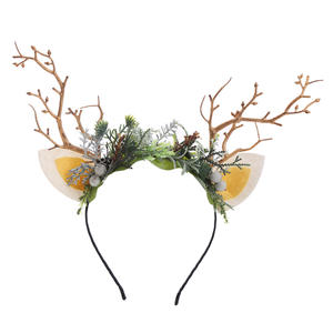 عيد الميلاد الغزلان قرن الوعل عقال مع الزهور قرن الوعل زهرة إكسسوارات الشعر للحفلات تأثيري حلي - Product Image 2