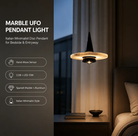 Suspension UFO en marbre, design italien de luxe, LED COB 10W, avec capteur de mouvement manuel, lampe suspendue en marbre naturel pour chevet, couloir, entrée