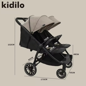 Kidilo LB100 Black Double Twin Luxury Baby Stroller Venta al por mayor Poussette Coche De Bebe Pram Set para niños - Product Image 3