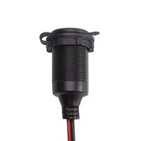 Prise allume-cigare 12V à monter sur panneau avec cache anti-poussière, câble pré-câblé rouge et noir pour camping-car, bateau, camion, prise de courant automobile