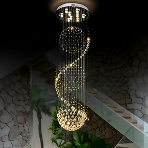 Lampadario di Lusso <span class=keywords><strong>in</strong></span> <span class=keywords><strong>Cristallo</strong></span> Personalizzato a Sospensione Grande e Lungo <span class=keywords><strong>per</strong></span> Soffitti Alti, Moderno <span class=keywords><strong>per</strong></span> Lobby di Hotel, Ville e Vani Scala - Product Image 1