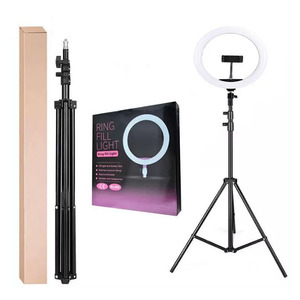 Anneau lumineux LED pour selfie, éclairage photo, lumière chaude et froide avec trépied, anneau lumineux USB à intensité variable pour TikTok, vidéo en direct, lampe de remplissage - Product Image 1