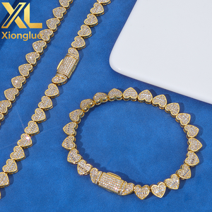 European and American Cross-border 8mm Flip Cover Button <b>love</b> Chain Hip Hop Jewelry Niche Simple Accessories Men's Zirconia - Product Image 5