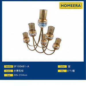 Candelabri eleganti a 5 bracci in cristallo d'oro 39x85x47cm portacandele per decorazioni ed eventi - Product Image 1