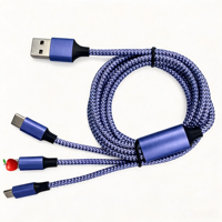 Cable de Carga Togudu T-250 3 en 1, Tipo-C USB 2.0, Cobre Puro, Trenzado de Nailon, para Teléfono Móvil iPhone y Android