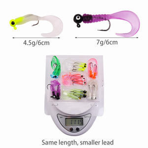 Señuelo artificial Xy 282 Soft Bait Jig Head Curly Tail Maggot para pesca de lubina en el fondo, paquete de 17 piezas. - Product Image 4