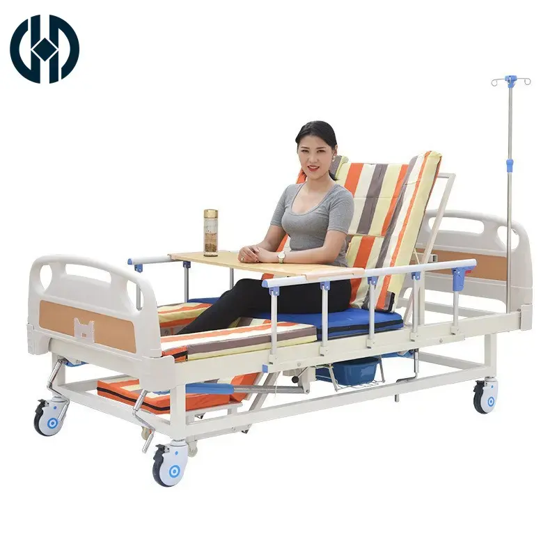 Ekonomik paslanmaz çelik hastane mobilyası fiyat tek fonksiyonlu ayarlanabilir tıbbi manuel hastane yatağı