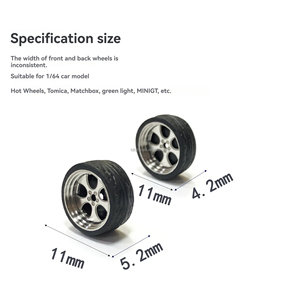 Modèle de <span class=keywords><strong>voiture</strong></span> en métal 11 mm <span class=keywords><strong>1</strong></span>/64, roues en alliage modifiées sur mesure, édition grandes et petites roues, emballage en boîte couleur - Product Image 2