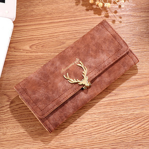 New Long <strong>Wallet</strong> Women's Zipper <strong>Deer</strong> Head Handbag <strong>With</strong> Multi Card Lychee Pattern Zero <strong>Wallet</strong>