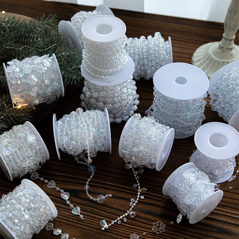 Décoration d'arbre de Noël écologique boule de Noël chaîne de perles flocons de neige transparents ornement de Noël décor d'arbre de Noël