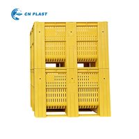 CNPLAST Grande caisse de palette agricole ventilée, conteneur de stockage robuste de qualité alimentaire en PEHD, bleu/jaune, pour usage agricole, bonbons et déchets