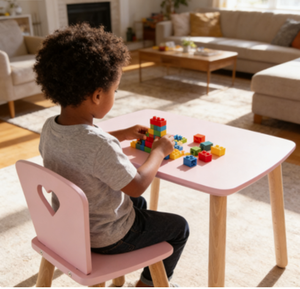 Ensemble table et chaises pour enfants en forme de cœur rose - <span class=keywords><strong>Bureau</strong></span> d'étude pour bébé, <span class=keywords><strong>bureau</strong></span> d'écriture pour salon, <span class=keywords><strong>petit</strong></span> <span class=keywords><strong>bureau</strong></span> de jeu pour tout-petits, dessin animé - Product Image 4