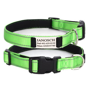 <span class=keywords><strong>Collar</strong></span> de Perro Ajustable Acolchado de Nailon Reflectante de Calidad, Placa de Identificación con Nombre Grabado Personalizado, Collares para Perros - Product Image 3