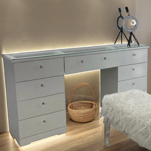 Ulink HOT Table de maquillage de luxe japonaise au design durable en MDF avec miroir et ampoules LED - Product Image 2