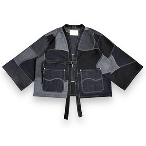 YSJY Chaqueta vaquera vintage oversize con bloques de color personalizados, estilo halter y bordado, para hombre, venta al por mayor - Product Image 1