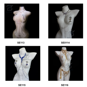 BANSEY Bijou de corps sensuel Papillon avec pinces à tétons, chaîne à clochettes, pinces de chatouillage et harnais de taille drapé pour femme, tenue de club - Product Image 6