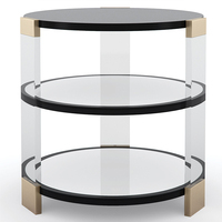 Table console ronde en acrylique de luxe italienne, mobilier de salon minimaliste moderne avec base en verre