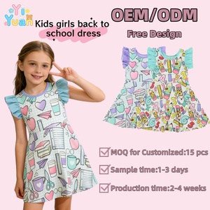 Robe d'été à manches bouffantes fantaisie pour fille sexy, retour à l'école, impressions personnalisées, robes à volants pour bébé, robe pour fille de 5 ans, vente en gros - Product Image 1