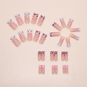 <span class=keywords><strong>Faux</strong></span> <span class=keywords><strong>ongles</strong></span> carrés imprimé léopard guépard 24 pièces, tendance chaton, nouveau <span class=keywords><strong>gel</strong></span>, charme 3D Y2K, avec colle - Product Image 2