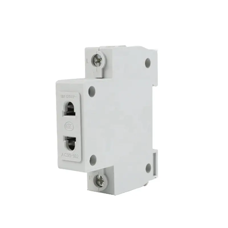 Open Elektrische AC30 2 Pin Plug 35Mm Din Rail Mount Modulaire Socket 10-16A 250V