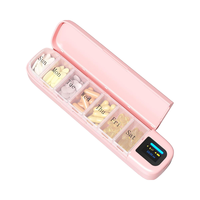 A170 Pilulier 7 jours Rose Automatique Intelligent Pilulier Alarme Portable Hebdomadaire Voyage Pilulier Médicaments Stockage