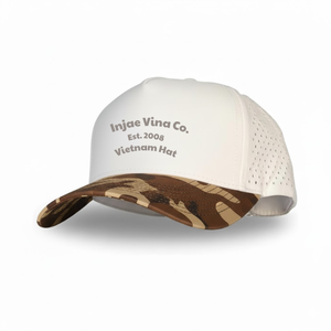 Casquette de golf imperméable à logo imprimé, à visière incurvée, à deux tons, structurée, à 5 panneaux, découpée au laser, perforée, camouflage, pour la chasse, ODM OEM - Product Image 2