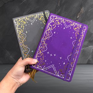 Custom Faux Leather Hardcover Thermal Binding Vintage A5 Dot Grid Journal <b>Notebook</b> with Golden Edges - Product Image 4