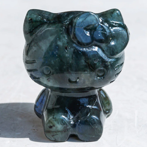 Sculpture artisanale en <span class=keywords><strong>labradorite</strong></span>, chat hibou, petite taille, à vendre - Product Image 3