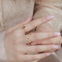 Ensemble de bagues en agate mousse en forme de cerf-volant, en argent massif 925 plaqué or 14 carats, avec halo et chevron incurvé, pour mariée