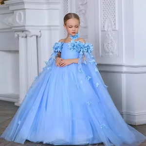 Robe de soirée en satin pour filles MQATZ ODM, nouvelle robe <span class=keywords><strong>longue</strong></span> et moelleuse de princesse avec broderie florale en dentelle pour enfants de <span class=keywords><strong>8</strong></span> à 12 <span class=keywords><strong>ans</strong></span>, anniversaire, soirée LP-512 - Product Image 1