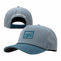 Casquette de baseball personnalisée pour homme à 5 panneaux, perforée au laser, avec logo en patch de caoutchouc découpé au laser, trous perforés, casquette de sport imperméable