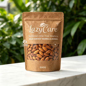 Eco Friendly Custom Kraft Paper Snack Packaging Pouches with <b>Clear</b> Window Resealable Zipper and Hang Hole for Nuts 100g 250g 500 - Product Image 4
