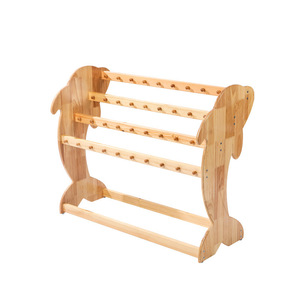 Solid Wood Towel Rack Dolphin Shape 98x37x80cm Floor <b>Standing</b> With Hooks For Kindergarten - Product Image 2