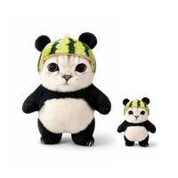 Peluche Panda Mignonne avec Chapeau Pastèque, Jouet en Peluche Amusant, Rembourrage en Coton PP Doux, Poupée pour Cadeau, Vente en Gros pour Magasins