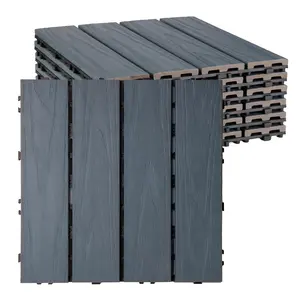 Co-extrusion Wood Plastic Composite Deck Tiles Garden Interlocking Flooring For Terrace/ Patio/Swimming Pool WPC Deck Tiles