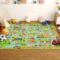 Stadtstraßen-Spielteppich für Kinder, Interaktive Spielzeugauto-Spielmatte, Waschbarer Rutschfester Kinderzimmer-Teppich, Weicher Kinderzimmer-Teppich