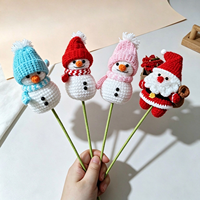 Fleurs de Noël artificielles en acrylique, faites à la main, tige unique, bonhomme de neige, pour un cadeau de Noël créatif, mignon et écologique pour la maison