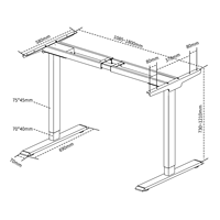 Meilleures ventes : Nouveau cadre de bureau assis-debout ergonomique réglable à 2 pieds, double moteur, hauteur de 730 à 1210 mm