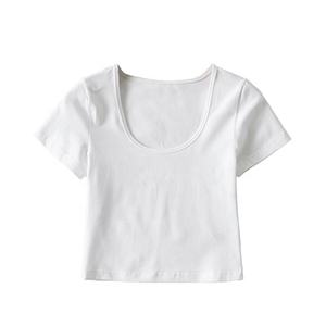 Muslimate <span class=keywords><strong>donna</strong></span> scollo a barca Sexy Top in <span class=keywords><strong>cotone</strong></span> estate Casual <span class=keywords><strong>Basic</strong></span> Yoga Style maglietta personalizzata manica corta Crop Top - Product Image 5