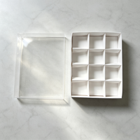 Boîte à chocolat personnalisée imprimée, emballage carré en papier écologique, boîte à dessert avec couvercle transparent et compartiments, boîte à chocolat