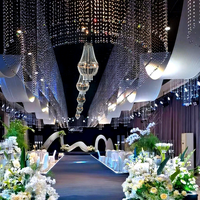 Décoration de mariage, éclairage de plafond, lustres en cristal doré acrylique à LED, lampes suspendues, décorations de plafond pour événements et mariages
