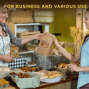 Bolsas de Papel Kraft Marrón Impresas Personalizadas con Ventana Transparente para Empacar Pan, Bolsas de Línea Polilínea con Cierre Reutilizable para Llevar Aperitivos - Product Image 4