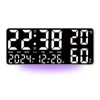 Nouvelle Horloge Électronique Numérique LED USB Multifonctionnelle Simple à Suspendre pour Bureau, avec Affichage de la Température et de l'Humidité, Grandes Chiffres et Veilleuse